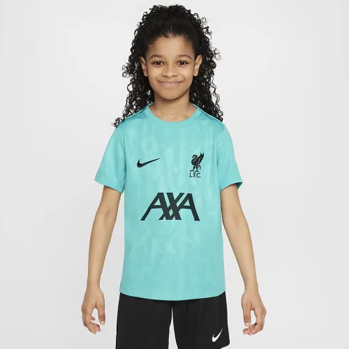 Liverpool FC Academy Pro Big детские Nike Dri-FIT Soccer Pre-Match Short-Sleeve Top цвет зеленый