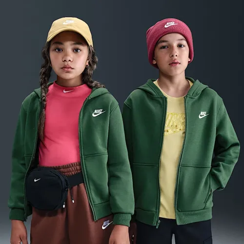 Nike Sportswear Club Fleece Big детские Full-Zip Толстовка с капюшоном цвет зеленый