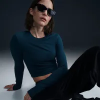 Nike Sportswear Chill Knit женская Slim Long-Sleeve Cropped Top синий