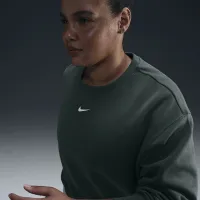 Nike Sportswear Phoenix Fleece женская оверсайз Crew-Neck свитшот (большие размеры) цвет зеленый