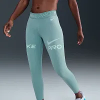 Nike Pro женская Mid-Rise 7/8 Mesh-Panel Graphic лосины цвет зеленый