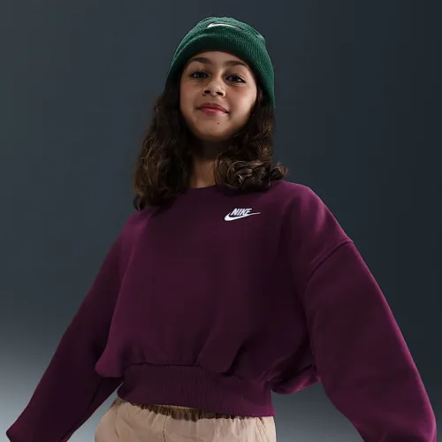 Nike Sportswear Club Fleece Girls' Boxy Crew-Neck світшот колір червоний
