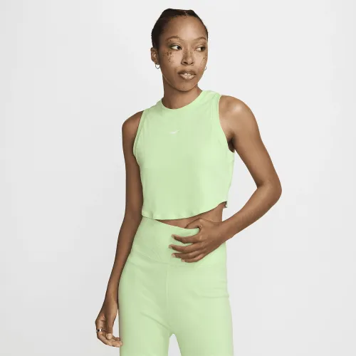 Nike Sportswear Chill Knit женская Tight Cropped Mini-Rib Tank Top цвет зеленый