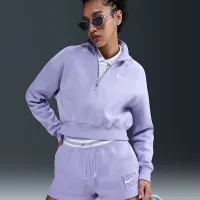 Nike Sportswear Phoenix Fleece женская С высокой Талией Loose Graphic шорты цвет фиолетовый