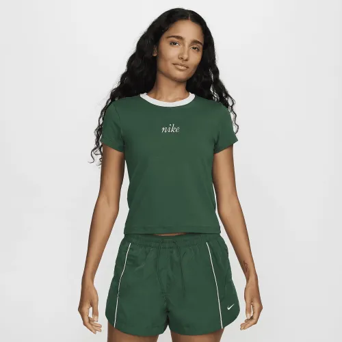 Nike Sportswear Chill Knit жіноча Slim Cropped Tee колір зелений