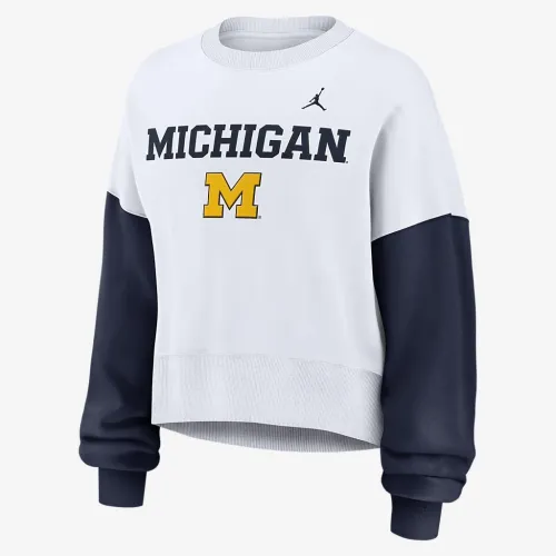 Nike Michigan Wolverines Primetime женская Jordan College Pullover Crew цвет белый