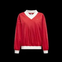 Nike Sportswear Essential женская Loose UV Woven Long-Sleeve V-Neck Top цвет красный