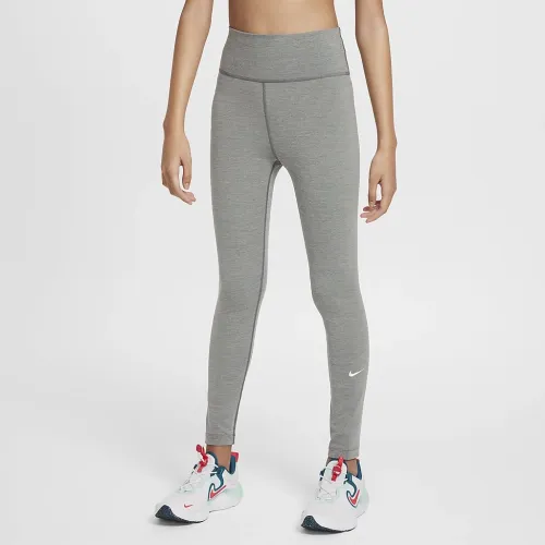 Nike One Big Kids’ (Girls') Dri-FIT З високою талією лосіни колір сірий