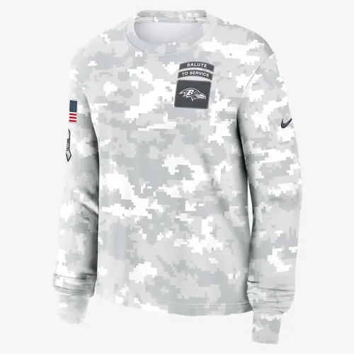 Baltimore Ravens Salute to Service Edge Lockup женская Nike Dri-FIT NFL Long-Sleeve футболка цвет белый