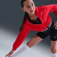 Nike Pro Fleece Big детские (Girls') Dri-FIT Full-Zip Толстовка с капюшоном цвет красный