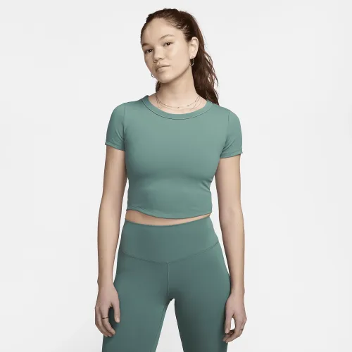 Nike One Fitted женская Dri-FIT Short-Sleeve Cropped Top цвет зеленый