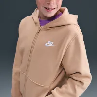 Nike Sportswear Club Fleece Big детские Full-Zip Толстовка с капюшоном цвет коричневый