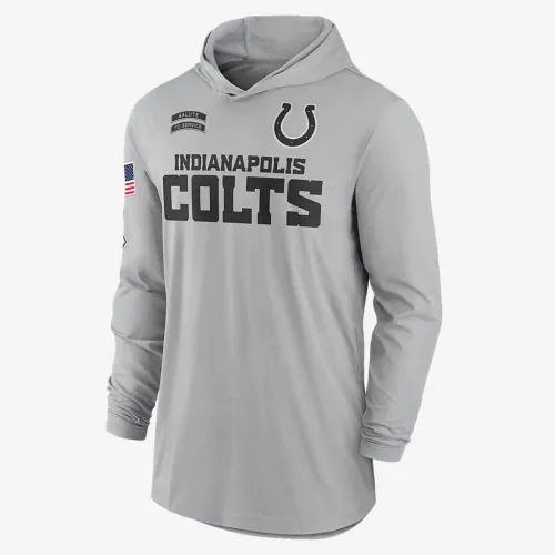 Indianapolis Colts Salute to Service Edge Mascot Lockup Men’s Nike Dri-FIT NFL Long-Sleeve Hooded Top колір сірий