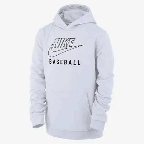 Nike Swoosh Club Fleece Big детские Baseball Pullover Толстовка с капюшоном цвет белый