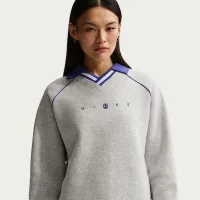 Nike Sportswear Phoenix Fleece жіноча оверсайз Graphic Polo Top колір сірий