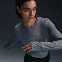 Nike One Classic жіноча Dri-FIT Long-Sleeve Top колір сірий