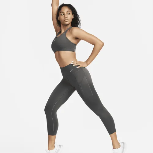 Nike Go жіноча Firm-Support Mid-Rise Cropped лосіни з кишенямиколір коричневий