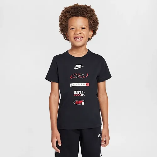Nike Little дитячі Brandmark Stack футболка колір чорний