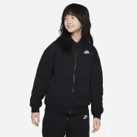 Nike Sportswear Club Fleece Big детские оверсайз Full-Zip Толстовка с капюшоном цвет черный
