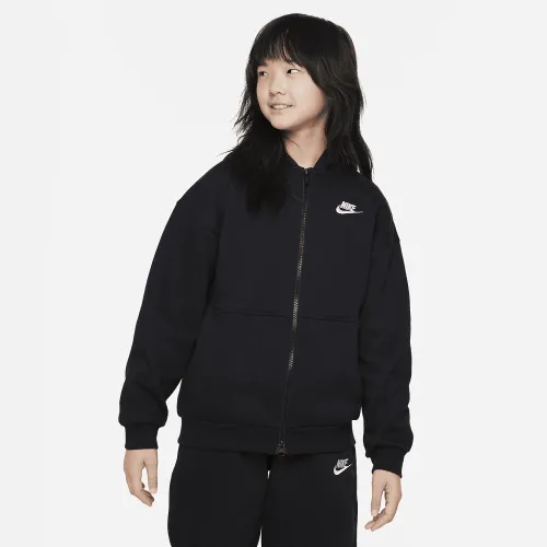 Nike Sportswear Club Fleece Big детские оверсайз Full-Zip Толстовка с капюшоном цвет черный