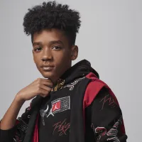 Nike Jordan MJ Essentials Big детские Printed Pullover Толстовка с капюшоном цвет черный