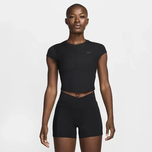 Nike One Fitted Rib жіноча Dri-FIT Short-Sleeve Cropped Top колір чорний