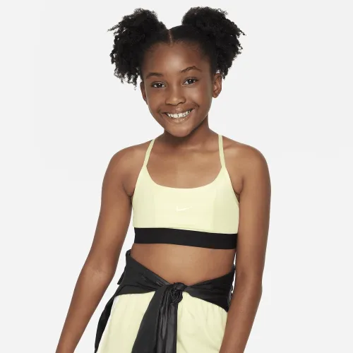 Nike Indy Big детские (Girls') Sports Bra цвет зеленый