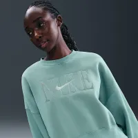 Nike Sportswear Phoenix Fleece женская оверсайз Crew-Neck свитшот цвет зеленый