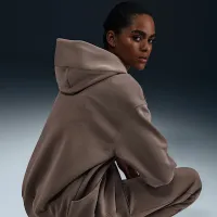 Nike Sportswear Phoenix Fleece женская оверсайз Full-Zip Толстовка с капюшоном цвет коричневый