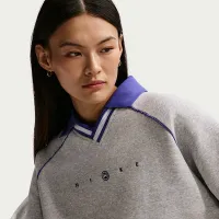 Nike Sportswear Phoenix Fleece жіноча оверсайз Graphic Polo Top колір сірий