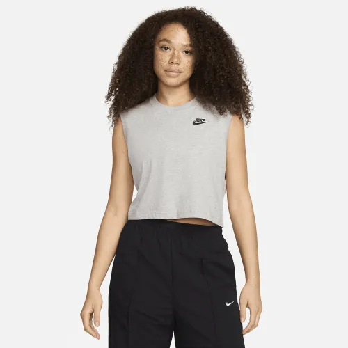 Nike Sportswear Club жіноча Sleeveless Cropped Top колір сірий