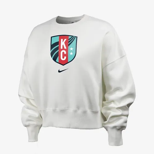 Kansas City Current Phoenix Fleece женская Nike NWSL Crew-Neck свитшот цвет белый