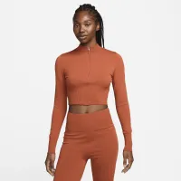 Nike Sportswear Chill Knit женская Slim Long-Sleeve Cropped Sweater 1/2-Zip Top Orange