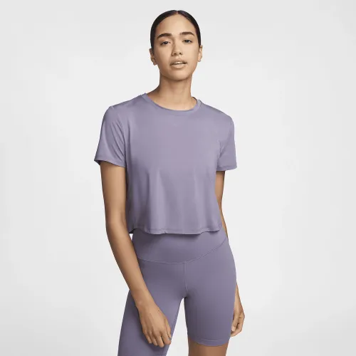 Nike One Classic жіноча Dri-FIT Short-Sleeve Cropped Top колір фіолетовий