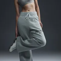 Nike Sportswear Phoenix Fleece жіноча З високою талією Wide-Leg Logo Pants колір зелений