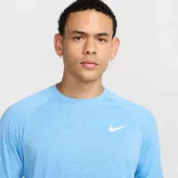 Nike мужские Heatheцвет красный Long-Sleeve Hydroguard Swim Shirt синий