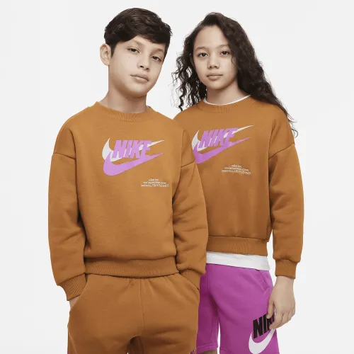 Nike Sportswear Icon Fleece Big дитячі оверсайз світшот колір коричневий