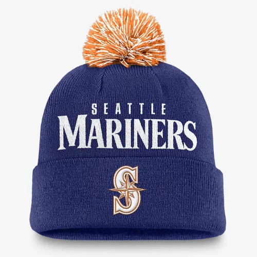 Seattle Mariners Peak чоловічі Nike MLB Cuffed Pom Beanie блакитний
