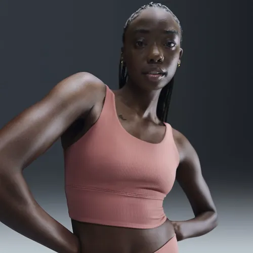 Nike Zenvy Rib женская Light-Support Padded Longline Sports Bra Pink