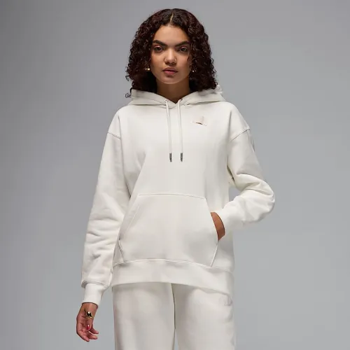 Nike Jordan Flight Fleece женская Satin-Lined Pullover Толстовка с капюшоном цвет белый