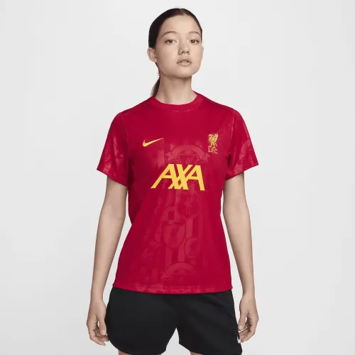 Liverpool FC Academy Pro жіноча Nike Dri-FIT Soccer Pre-Match Short-Sleeve Top Red