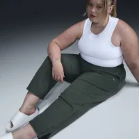 Nike Sportswear Phoenix Plush женская С высокой Талией Wide-Leg Cozy Fleece Pants (большие размеры) цвет зеленый