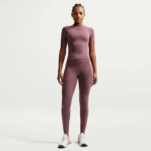 Nike Universa женская С высокой Талией Full-Length лосины with No Front Seam цвет фиолетовый