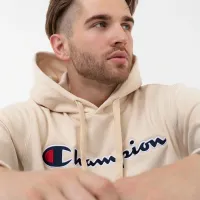 Кофта/футболка Champion Embroideцвет красный Script Logo Толстовка с капюшоном 217060-YS015 - бежевая