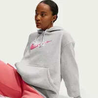 Nike Sportswear Phoenix Fleece жіноча оверсайз Logo Толстовка з капюшоном колір сірий