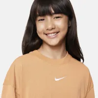 Nike Sportswear Premium Essentials Big дитячі (Girls') оверсайз футболка колір коричневий