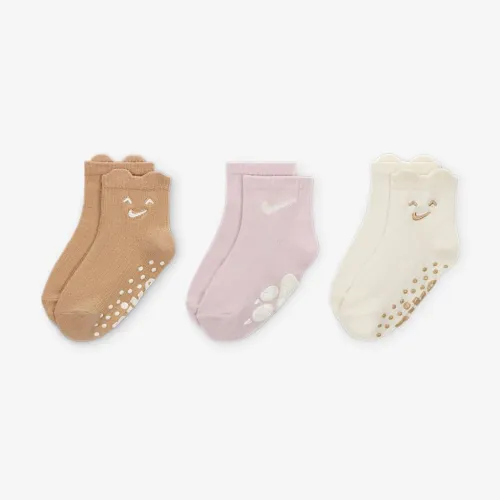 Nike Cozy Comfort Baby (0-6M) Ribbed Gripper шкарпетки (3 пар) колір коричневий