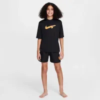 Nike Swim Hydroguard Big дитячі (для хлопчиків) Dri-FIT Short-Sleeve Top колір чорний
