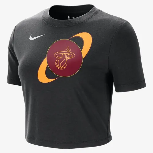 Miami Heat Courtside женская Nike NBA Cropped Slim футболка цвет черный
