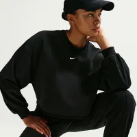 Nike Sportswear Chill Terry жіноча оверсайз French Terry Crew-Neck світшот колір чорний